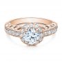 14k Rose Gold 14k Rose Gold Halo Filigree Milgrain Engagement Ring - Vanna K - Flat View -  100097 - Thumbnail
