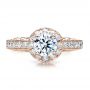 18k Rose Gold 18k Rose Gold Halo Filigree Milgrain Engagement Ring - Vanna K - Top View -  100097 - Thumbnail
