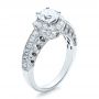 18k White Gold Halo Filigree Milgrain Engagement Ring - Vanna K - Three-Quarter View -  100097 - Thumbnail