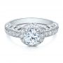 18k White Gold Halo Filigree Milgrain Engagement Ring - Vanna K - Flat View -  100097 - Thumbnail