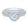 18k White Gold Halo Filigree Milgrain Engagement Ring - Vanna K - Flat View -  100097 - Thumbnail