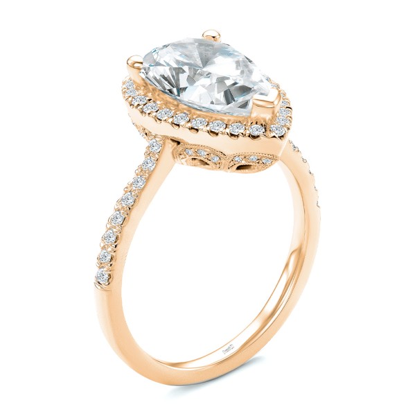 Halo & Filigree Pear Shape Diamond Engagement Ring - Image