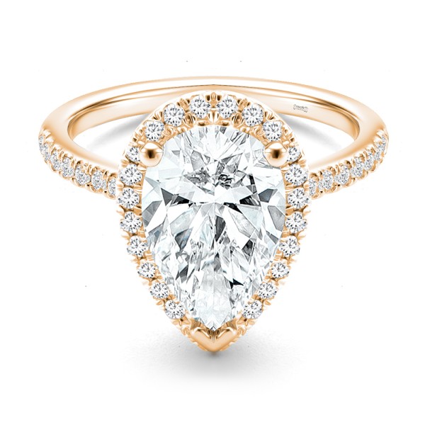 18k Rose Gold 18k Rose Gold Halo and Filigree Pear Shape Diamond Engagement Ring - Flat View -  108175 - Thumbnail