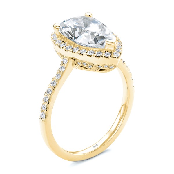Halo & Filigree Pear Shape Diamond Engagement Ring - Image