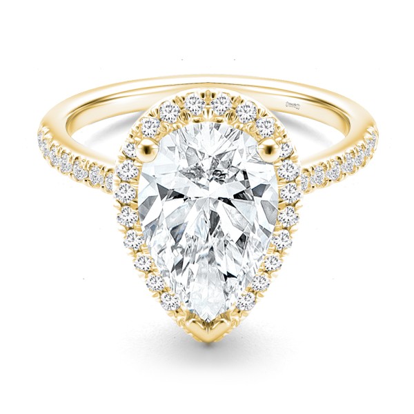 18k Yellow Gold 18k Yellow Gold Halo and Filigree Pear Shape Diamond Engagement Ring - Flat View -  108175 - Thumbnail