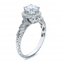  18K Gold Halo Hand Engraved Engagement Ring -vanna K - Three-Quarter View -  100103 - Thumbnail