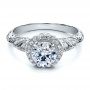  Platinum Platinum Halo Hand Engraved Engagement Ring -vanna K - Flat View -  100103 - Thumbnail