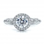  18K Gold Halo Hand Engraved Engagement Ring -vanna K - Top View -  100103 - Thumbnail