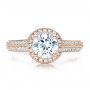 14k Rose Gold 14k Rose Gold Halo Hand Engraved Pave Engagement Ring - Vanna K - Top View -  100076 - Thumbnail