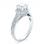 18k White Gold Halo Hand Engraved Pave Engagement Ring - Vanna K - Three-Quarter View -  100076 - Thumbnail