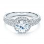  Platinum Platinum Halo Hand Engraved Pave Engagement Ring - Vanna K - Flat View -  100076 - Thumbnail