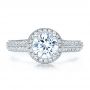  Platinum Platinum Halo Hand Engraved Pave Engagement Ring - Vanna K - Top View -  100076 - Thumbnail