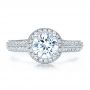 18k White Gold Halo Hand Engraved Pave Engagement Ring - Vanna K - Top View -  100076 - Thumbnail