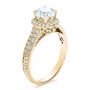 14k Yellow Gold 14k Yellow Gold Halo Hand Engraved Pave Engagement Ring - Vanna K - Three-Quarter View -  100076 - Thumbnail