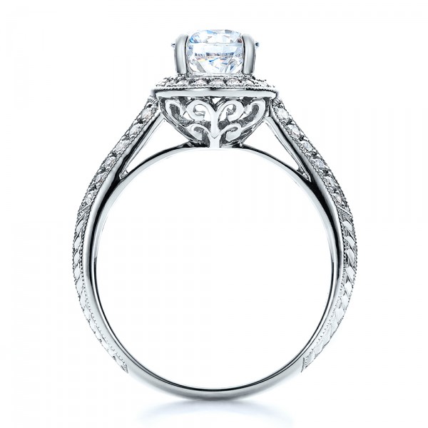 Engraved pave engagement rings