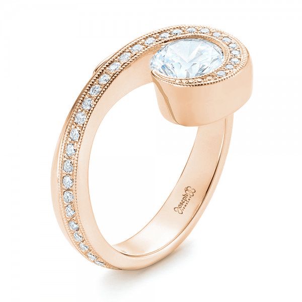 14k Rose Gold 14k Rose Gold Halo Loop Diamond Engagement Ring - Three-Quarter View -  102789