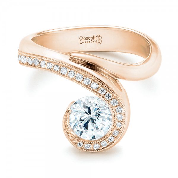 14k Rose Gold 14k Rose Gold Halo Loop Diamond Engagement Ring - Flat View - 102789