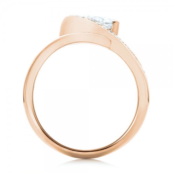14k Rose Gold 14k Rose Gold Halo Loop Diamond Engagement Ring - Front View -  102789