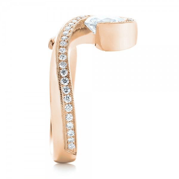 14k Rose Gold 14k Rose Gold Halo Loop Diamond Engagement Ring - Side View - 102789