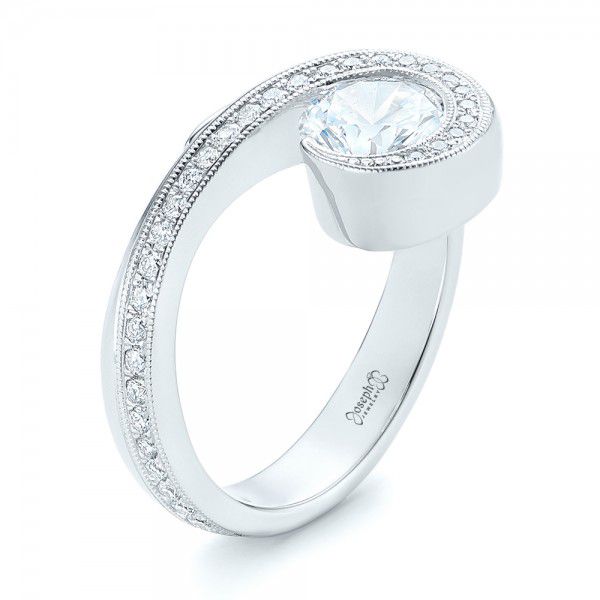  Platinum Platinum Halo Loop Diamond Engagement Ring - Three-Quarter View -  102789