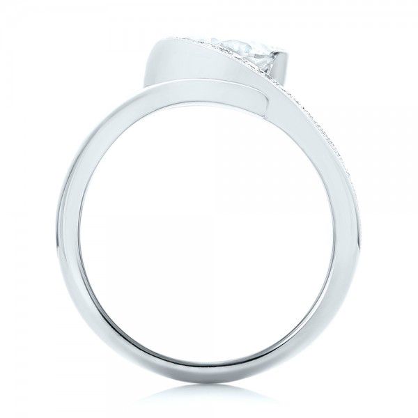 14k White Gold Halo Loop Diamond Engagement Ring - Front View - 102789