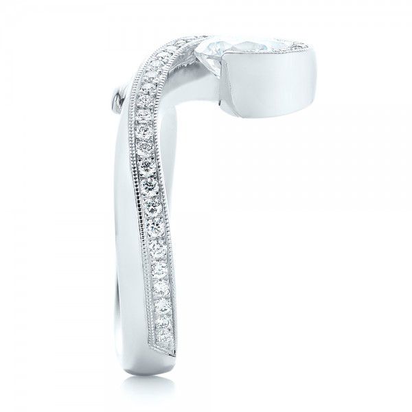14k White Gold Halo Loop Diamond Engagement Ring - Side View - 102789