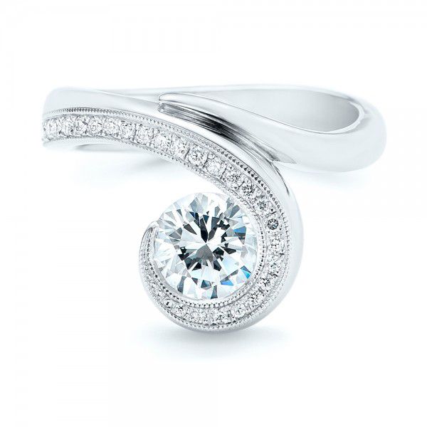  Platinum Platinum Halo Loop Diamond Engagement Ring - Top View -  102789