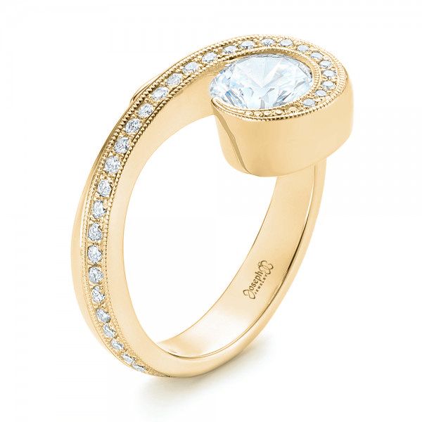 14k Yellow Gold 14k Yellow Gold Halo Loop Diamond Engagement Ring - Three-Quarter View -  102789