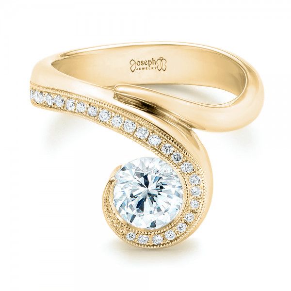 18k Yellow Gold 18k Yellow Gold Halo Loop Diamond Engagement Ring - Flat View - 102789