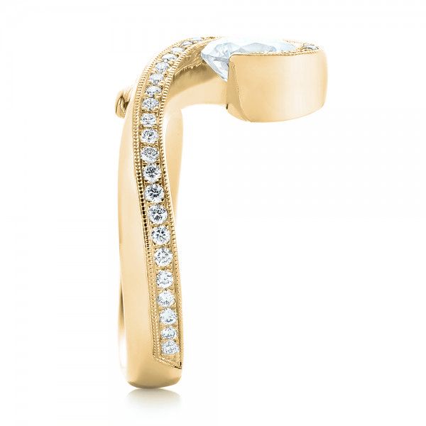 18k Yellow Gold 18k Yellow Gold Halo Loop Diamond Engagement Ring - Side View - 102789