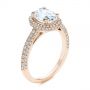 18k Rose Gold 18k Rose Gold Halo Oval Pave Diamond Engagement Ring - Three-Quarter View -  105115 - Thumbnail