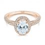 14k Rose Gold 14k Rose Gold Halo Oval Pave Diamond Engagement Ring - Flat View -  105115 - Thumbnail