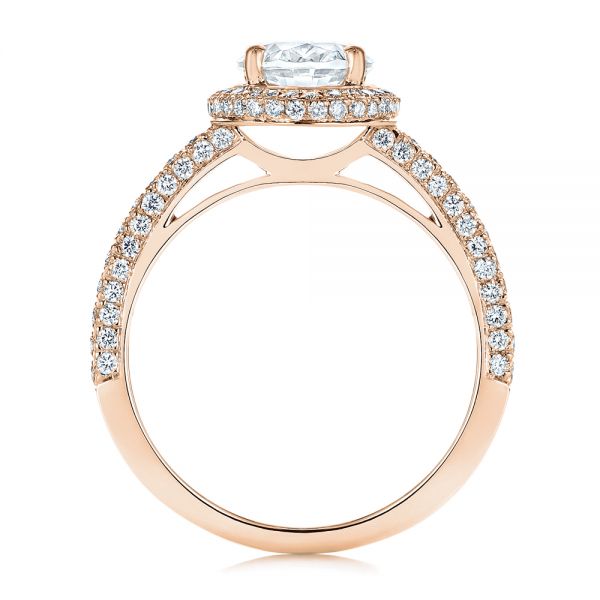 18k Rose Gold 18k Rose Gold Halo Oval Pave Diamond Engagement Ring - Front View -  105115