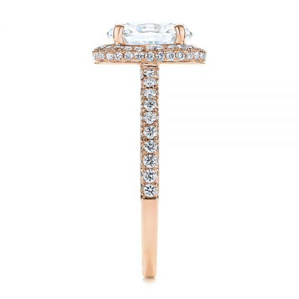 14k Rose Gold 14k Rose Gold Halo Oval Pave Diamond Engagement Ring - Side View -  105115