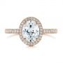 14k Rose Gold 14k Rose Gold Halo Oval Pave Diamond Engagement Ring - Top View -  105115 - Thumbnail