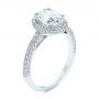 18k White Gold Halo Oval Pave Diamond Engagement Ring - Three-Quarter View -  105115 - Thumbnail