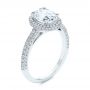 14k White Gold 14k White Gold Halo Oval Pave Diamond Engagement Ring - Three-Quarter View -  105115 - Thumbnail