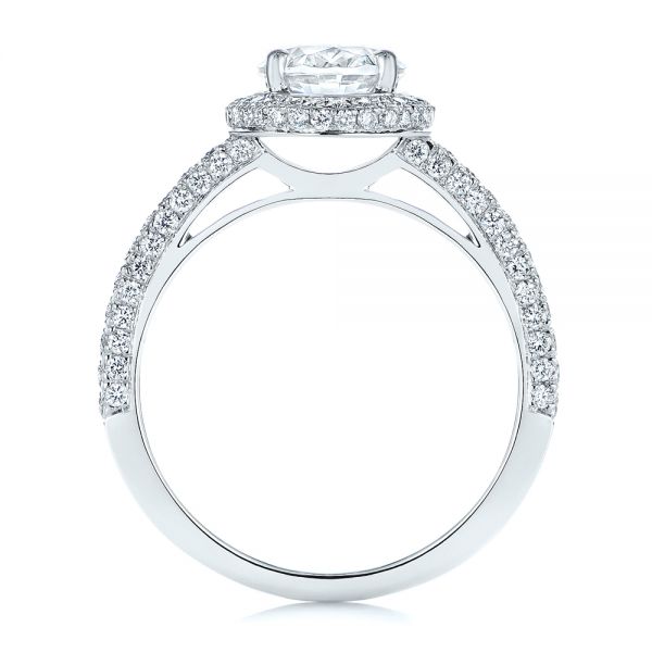  Platinum Platinum Halo Oval Pave Diamond Engagement Ring - Front View -  105115