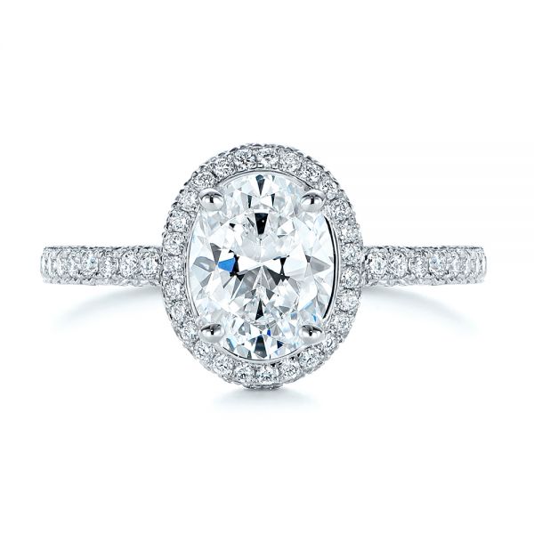  Platinum Platinum Halo Oval Pave Diamond Engagement Ring - Top View -  105115