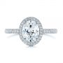 18k White Gold Halo Oval Pave Diamond Engagement Ring - Top View -  105115 - Thumbnail
