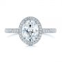 14k White Gold 14k White Gold Halo Oval Pave Diamond Engagement Ring - Top View -  105115 - Thumbnail