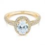18k Yellow Gold 18k Yellow Gold Halo Oval Pave Diamond Engagement Ring - Flat View -  105115 - Thumbnail