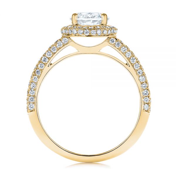 18k Yellow Gold 18k Yellow Gold Halo Oval Pave Diamond Engagement Ring - Front View -  105115
