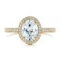 18k Yellow Gold 18k Yellow Gold Halo Oval Pave Diamond Engagement Ring - Top View -  105115 - Thumbnail