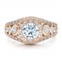 18k Rose Gold 18k Rose Gold Halo Prong Set Engagement Ring - Vanna K - Top View -  100065 - Thumbnail
