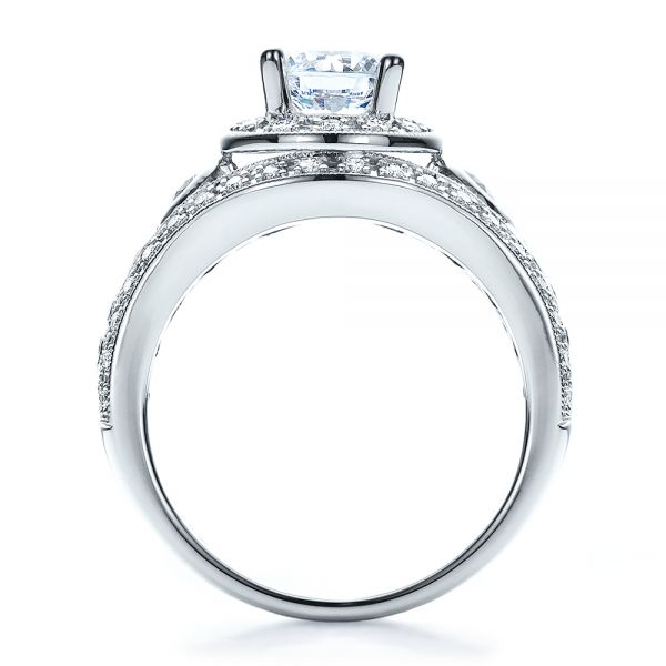 18k White Gold Halo Prong Set Engagement Ring - Vanna K - Front View - 100065