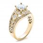 14k Yellow Gold 14k Yellow Gold Halo Prong Set Engagement Ring - Vanna K - Three-Quarter View -  100065 - Thumbnail