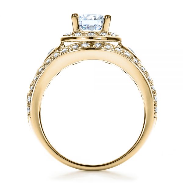 14k Yellow Gold 14k Yellow Gold Halo Prong Set Engagement Ring - Vanna K - Front View -  100065