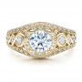 18k Yellow Gold 18k Yellow Gold Halo Prong Set Engagement Ring - Vanna K - Top View -  100065 - Thumbnail