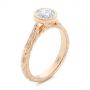 18k Rose Gold 18k Rose Gold Hand Engraved Bezel Solitaire Diamond Engagement Ring - Three-Quarter View -  105297 - Thumbnail